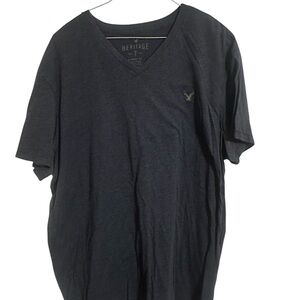 American Eagle Outfitters Men's Dark Gray V-Neck Tee